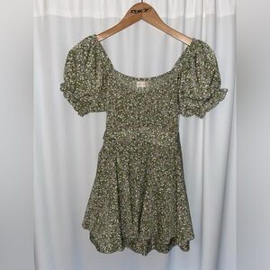 Altard State haisley double layered romper dress green floral women’s S small